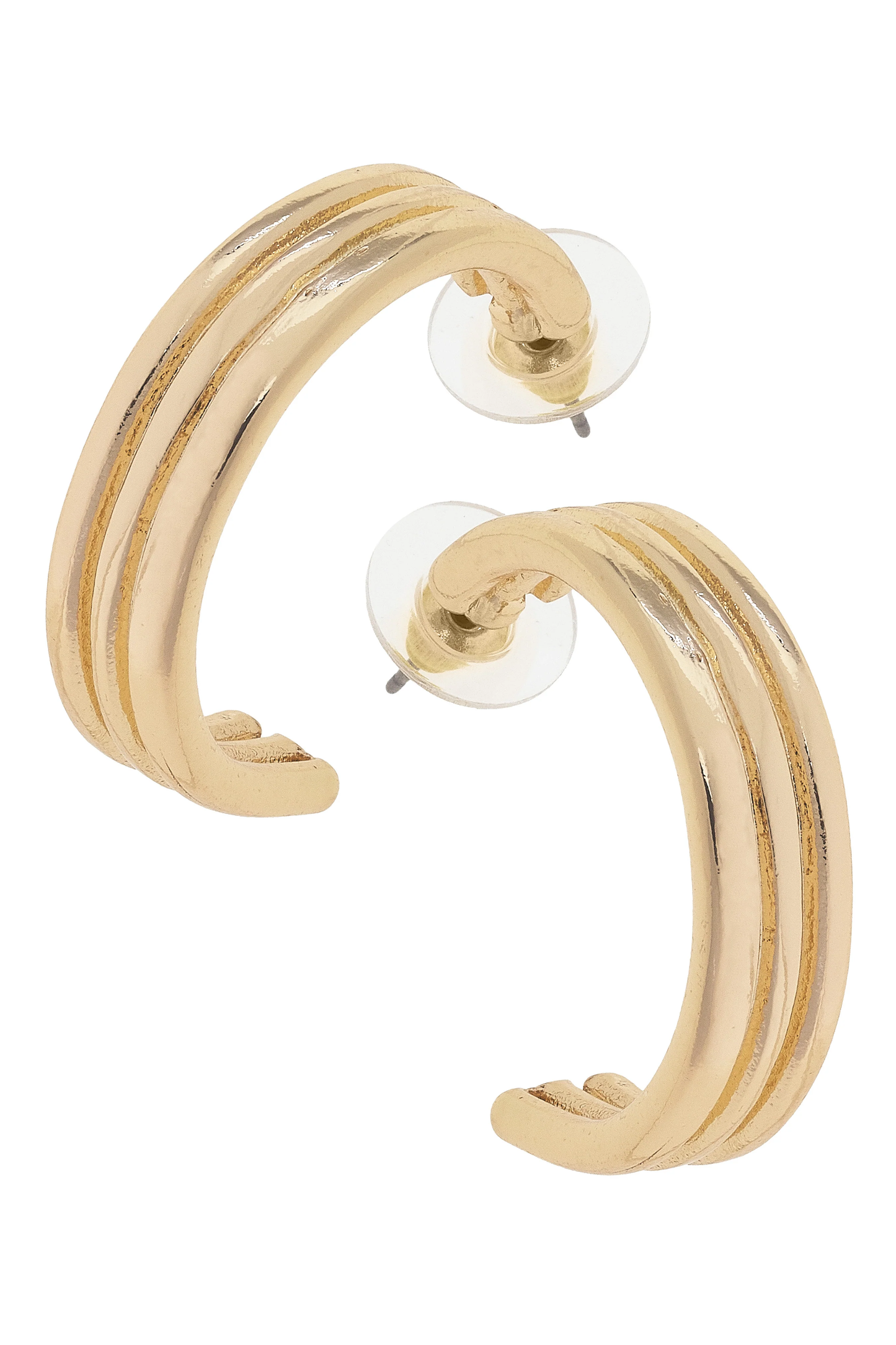 Dolores Ribbed Hoop Earrings in Shiny Gold