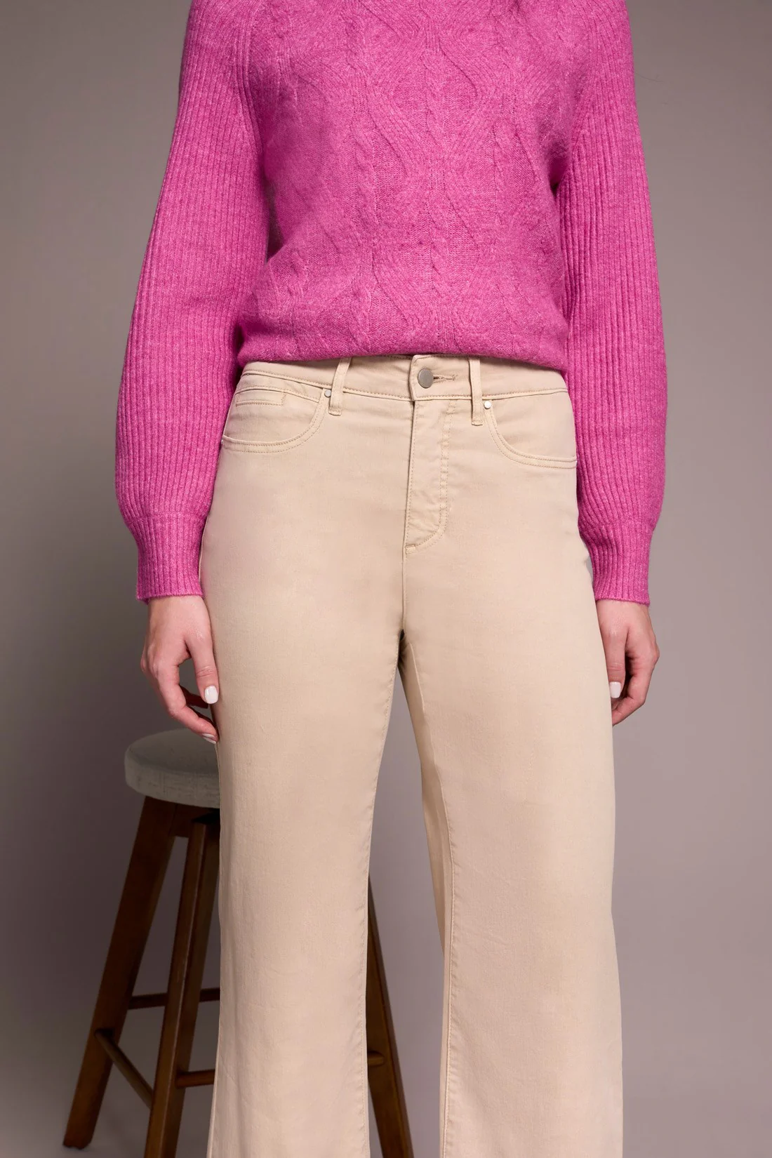 Comfort Stretch Fly Front Wide Leg Pants