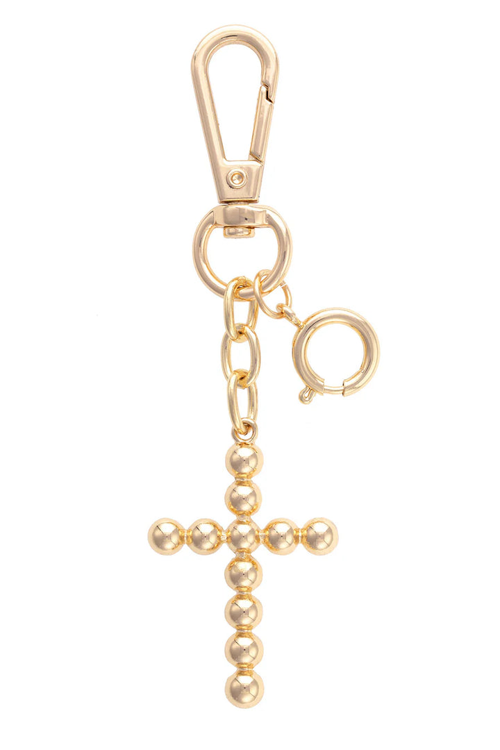 Beaded Cross Bag Charm