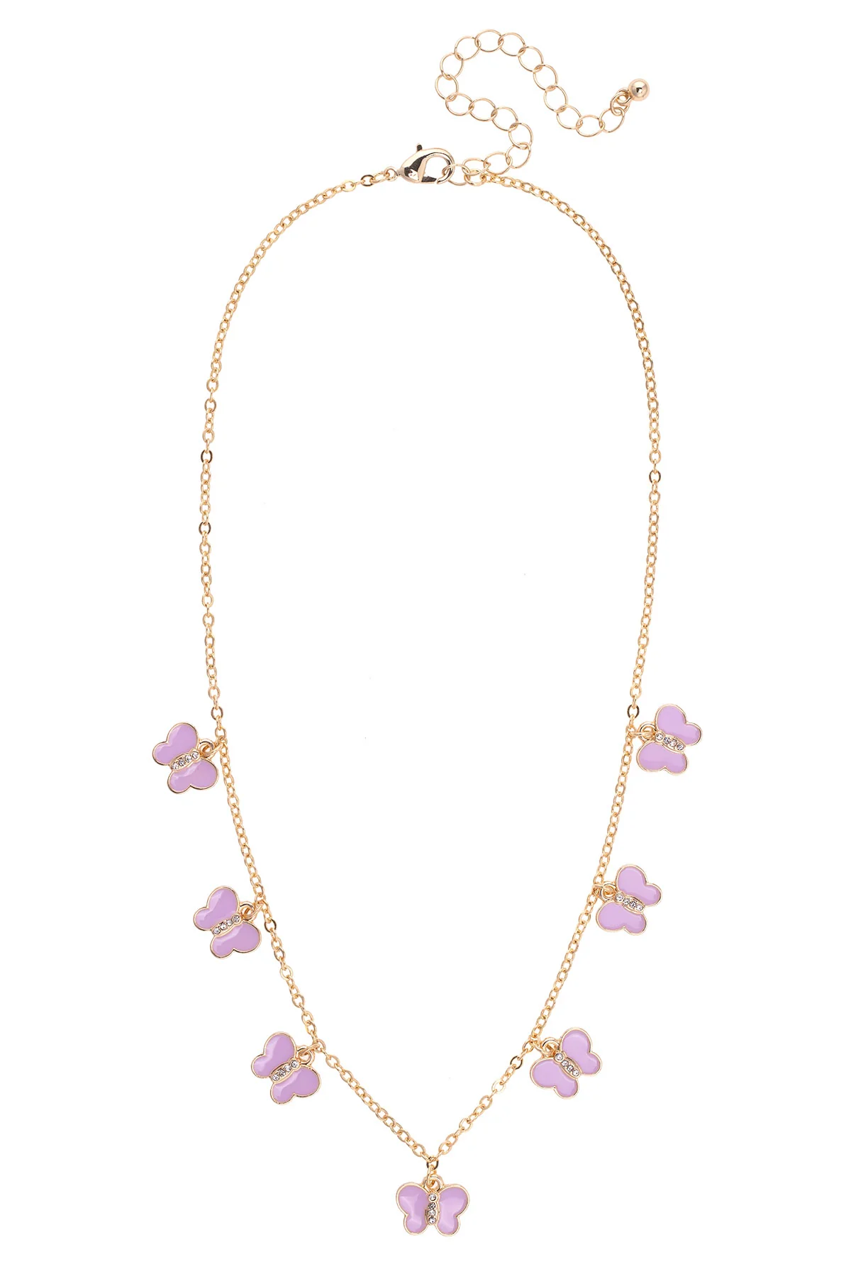 Skylar Enamel Butterfly Children's Drip Necklace in Lavender