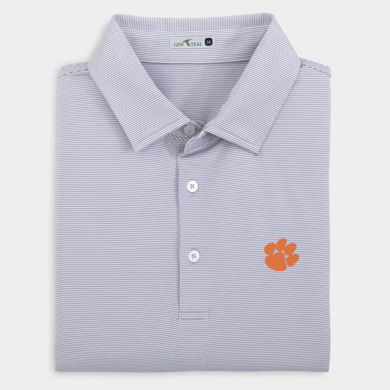 Club Pinstripe Performance Polo | Clemson Paw Logo