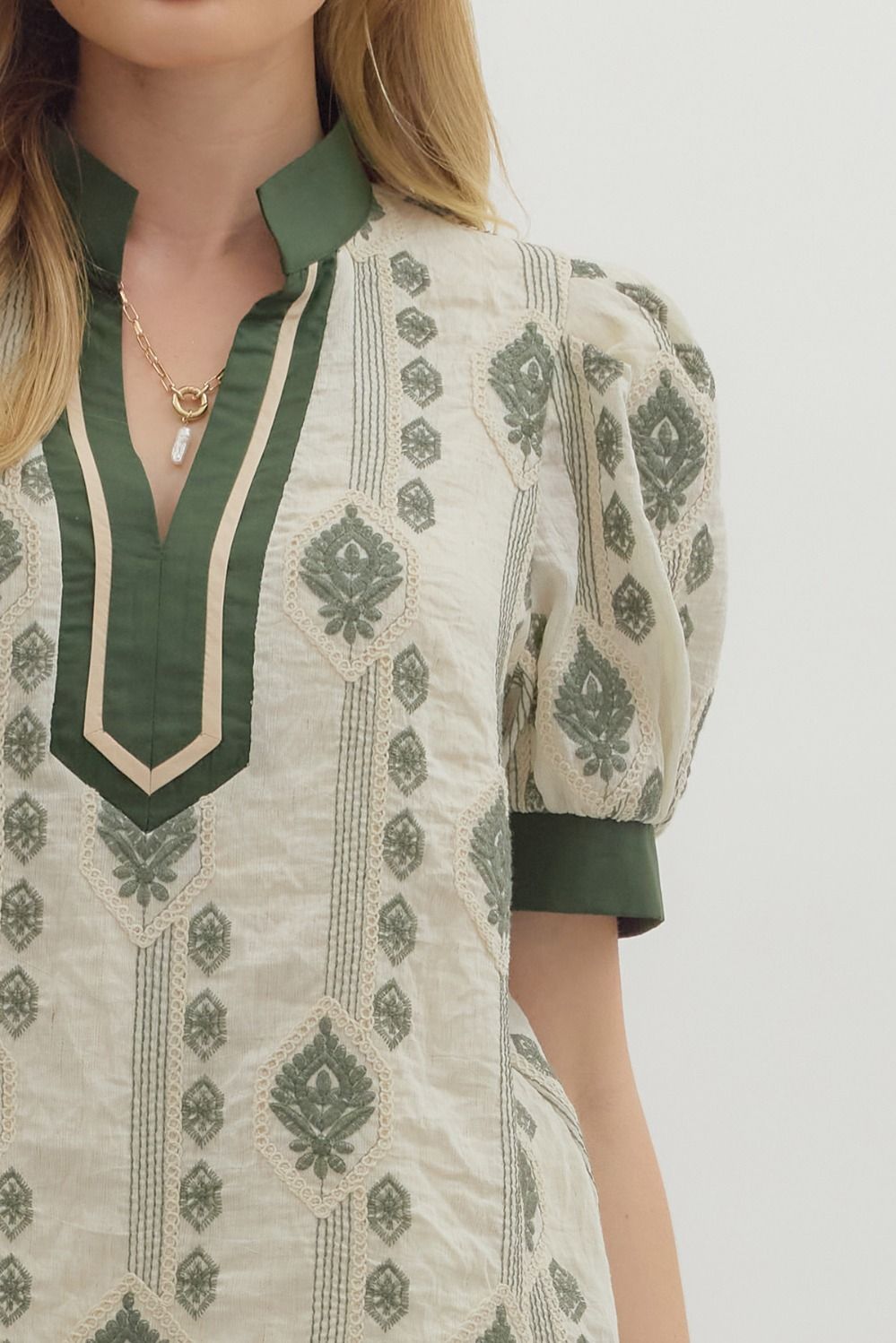 Embroidered Dream Puff Sleeve Top