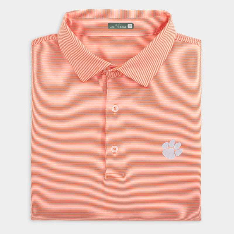 Club Pinstripe Performance Polo | Clemson Paw Logo
