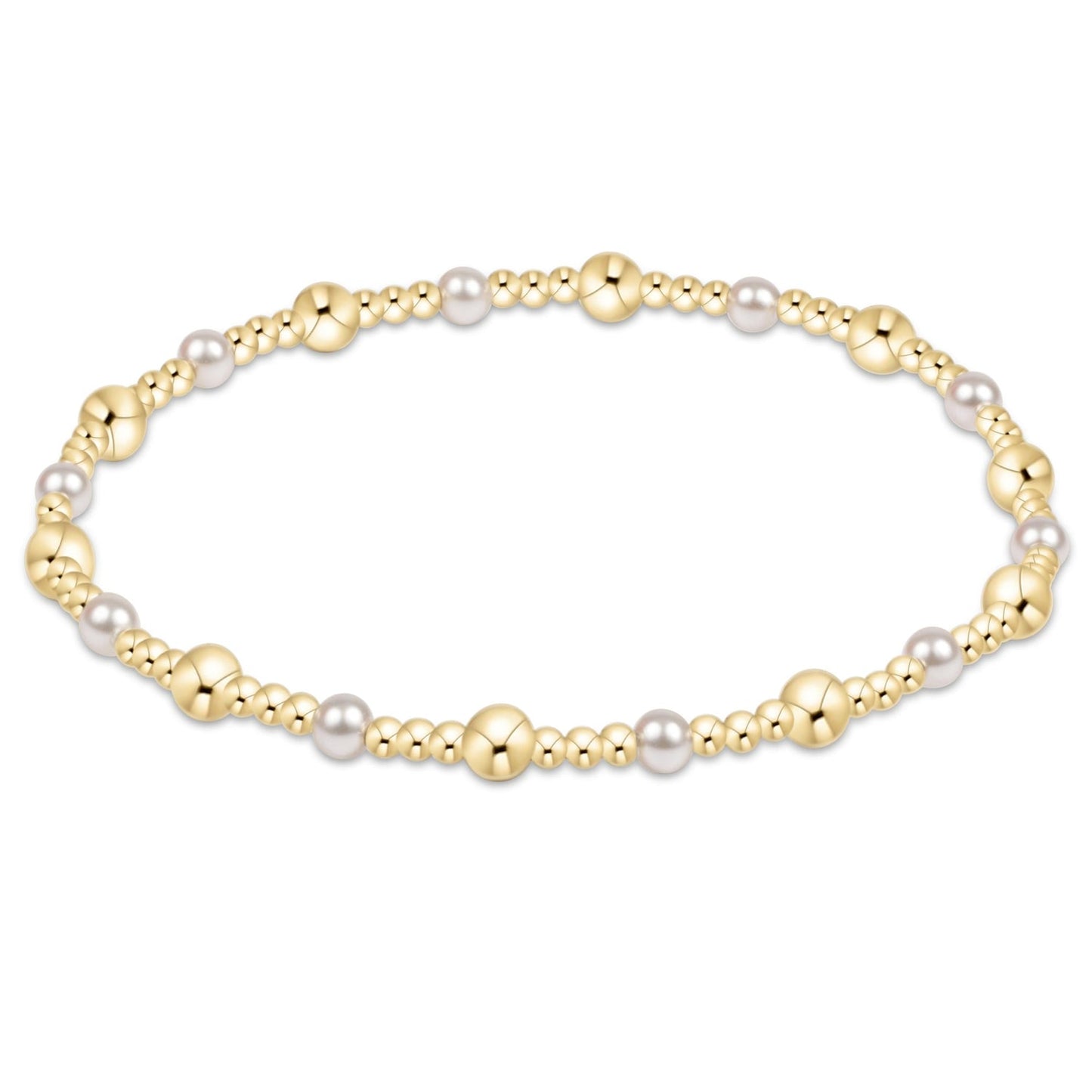 Classic Gold Sincerity Pattern Bracelet | 4mm | Pearl