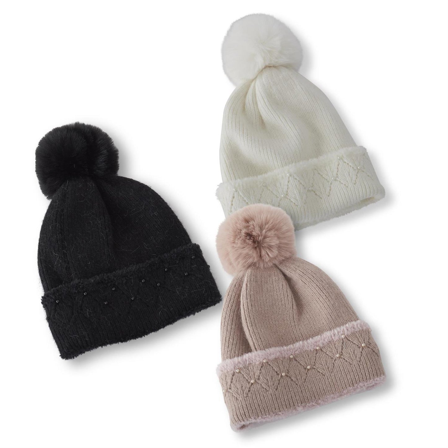 Studded Pearl Pom Hat