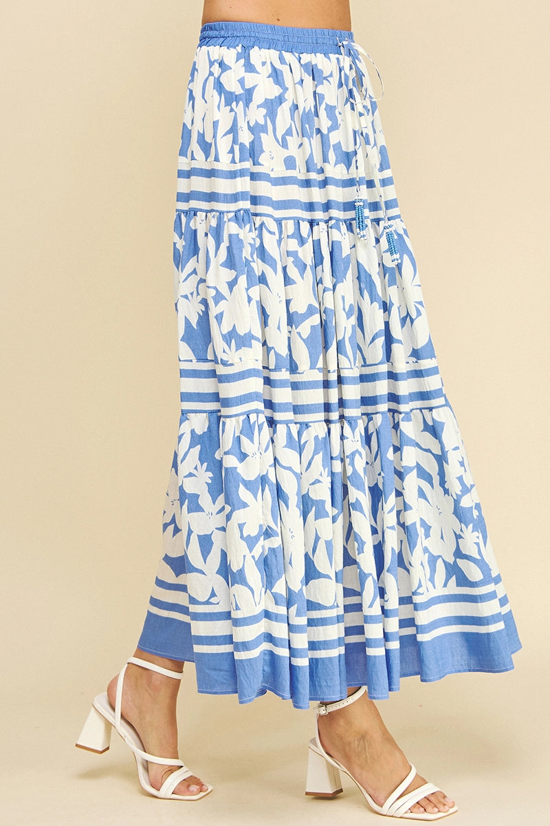 Floral Printed Tiered Maxi Skirt