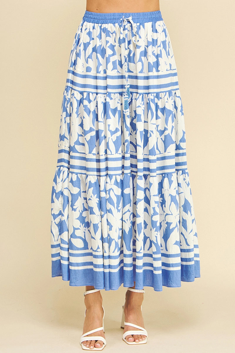 Floral Printed Tiered Maxi Skirt