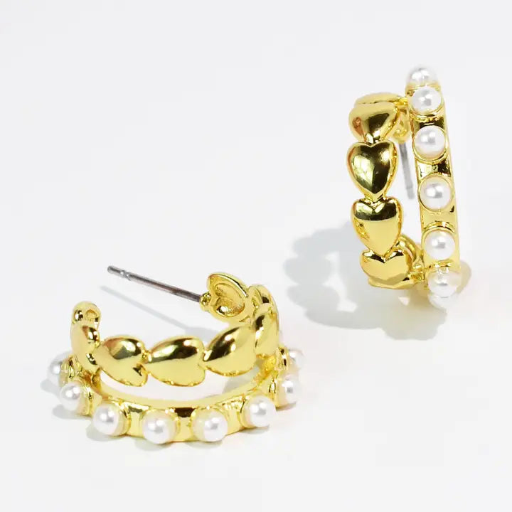 Pearl Kiss Hoop Earrings