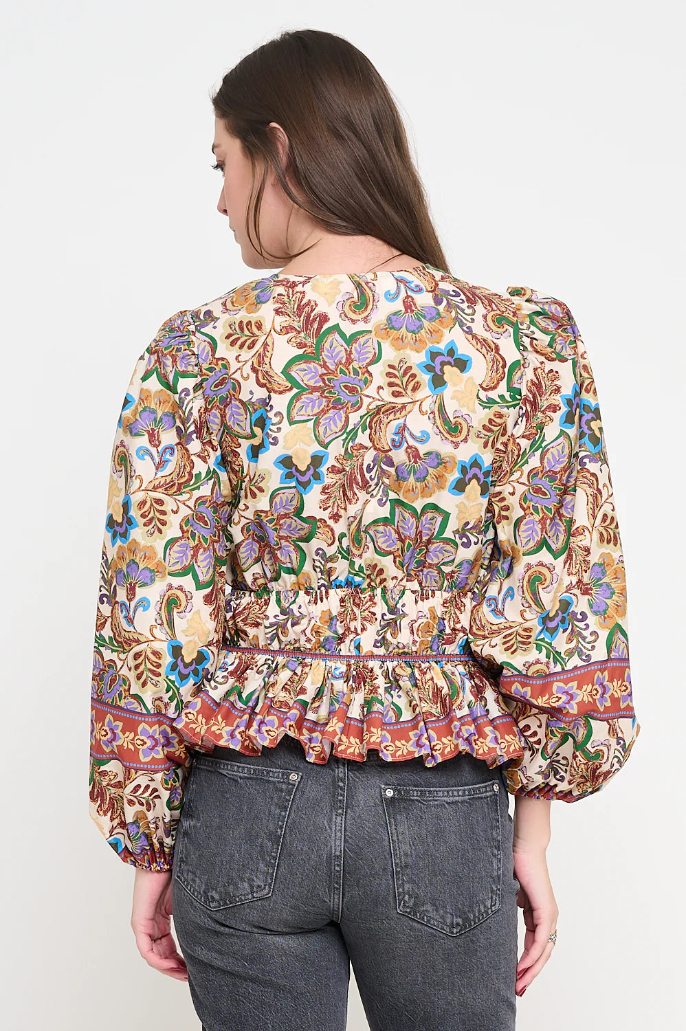 Royal Bloom Long Sleeve Blouse