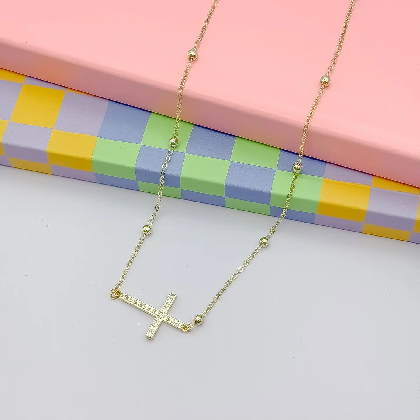 Side Cross Necklace | Gold