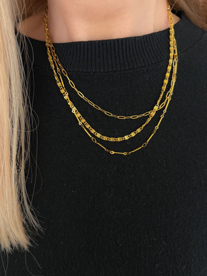 Triple Layered Necklace | Gold
