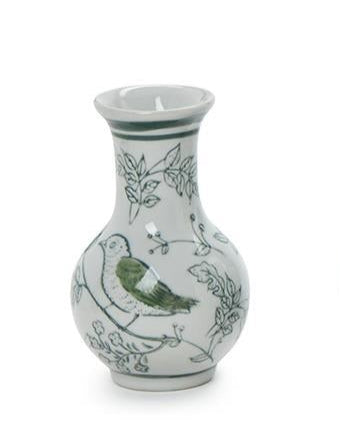 Primrose & Lotus Mini Green and White Chinoiserie Vases