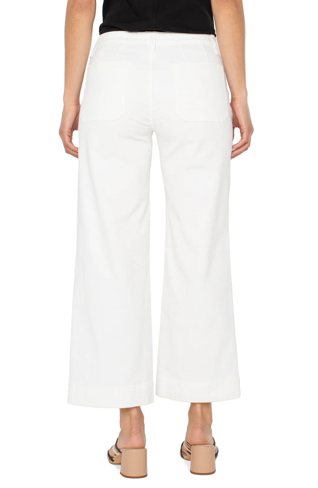 Patch Pocket Mid Rise Ankle Wide Leg Corduroy Pants