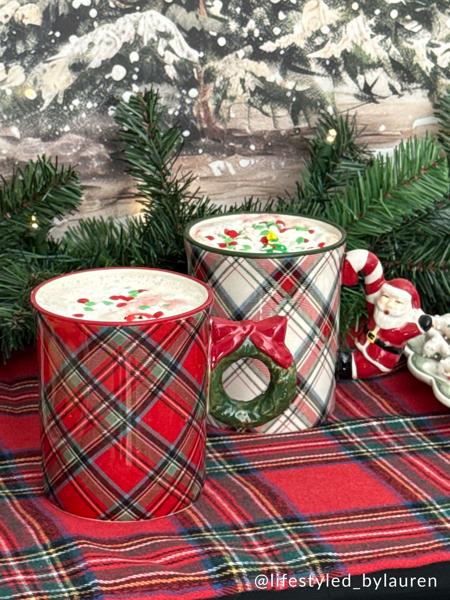 Tartan Mug with Wreath Handle