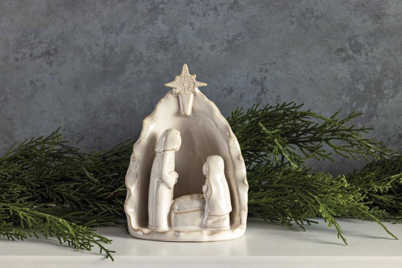 White Stoneware Nativity Scene