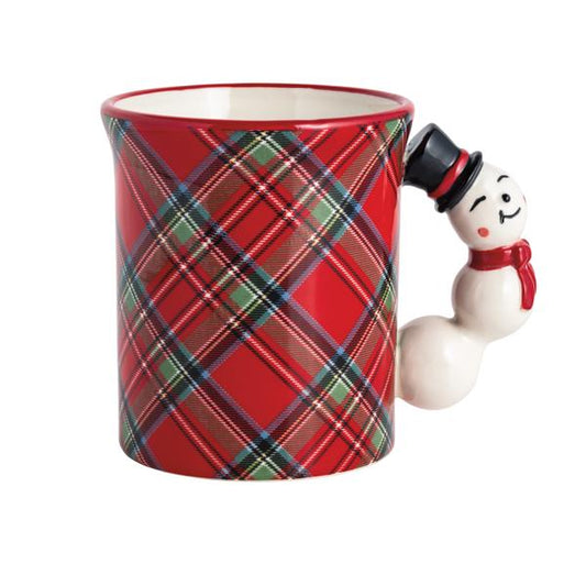 Tartan Mug with Snowman Handle