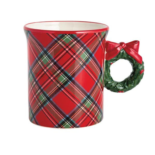 Tartan Mug with Wreath Handle