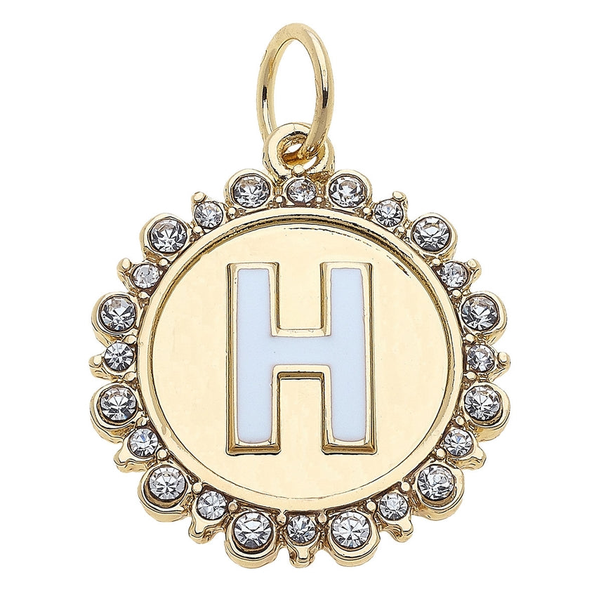 Rhinestone Letter Disc Charm