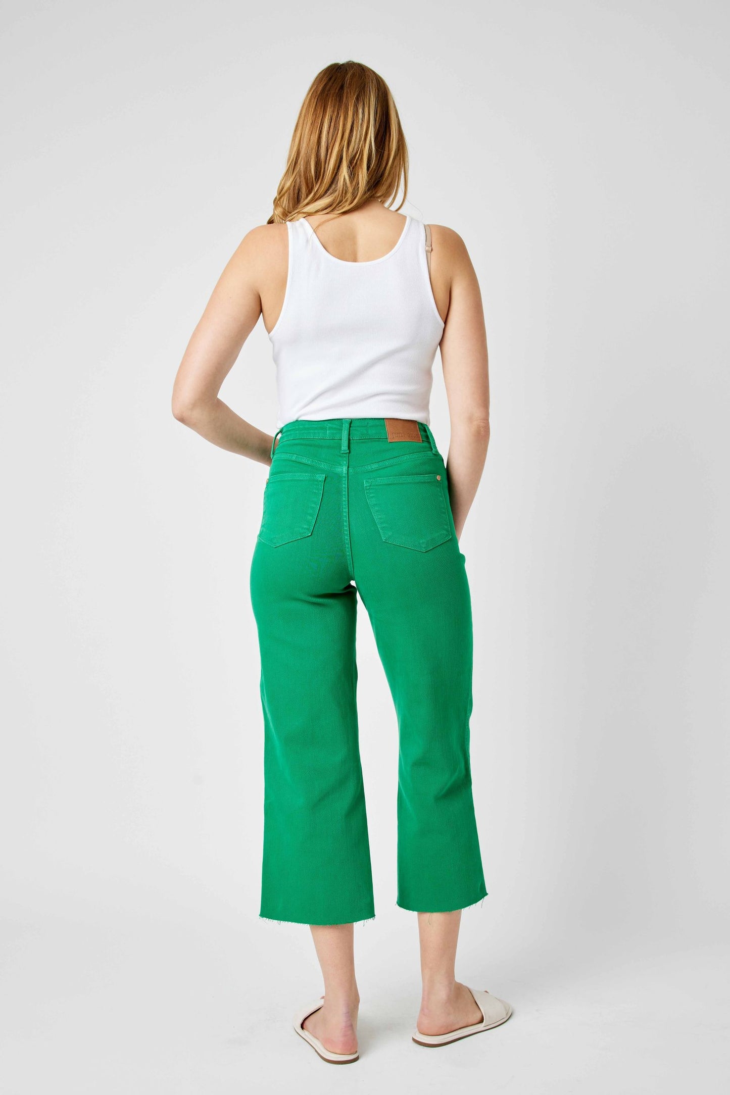 Green High Waisted Tummy Control Crop Wide | Judy Blue