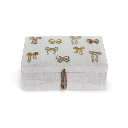 Bowtiful Linen Fabric Jewelry Box