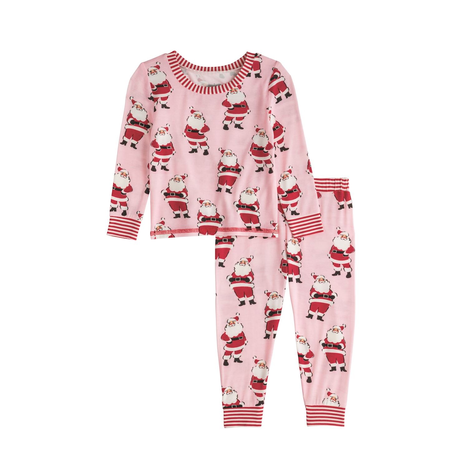 Girls' Pink Glow Santa Pajama Set