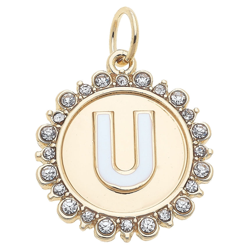 Rhinestone Letter Disc Charm