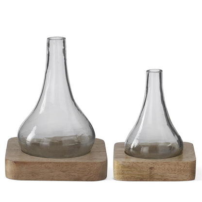 Bud Vases on Wood Trays