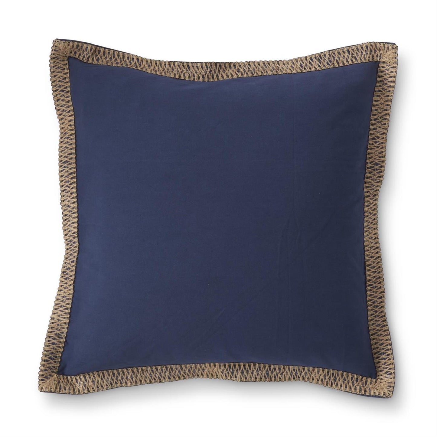 20" Square Navy Cotton Jute Flange Pillow