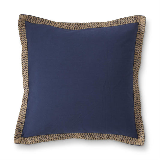 20" Square Navy Cotton Jute Flange Pillow
