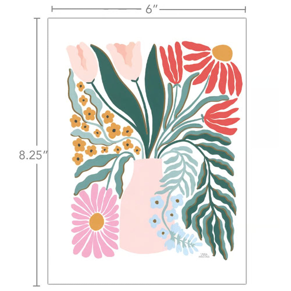 LANG Flower Market Luxe Journal by Laura Marshall featuring colorful folk-art floral artwork, 192 lined pages, and decorative printed page edges.