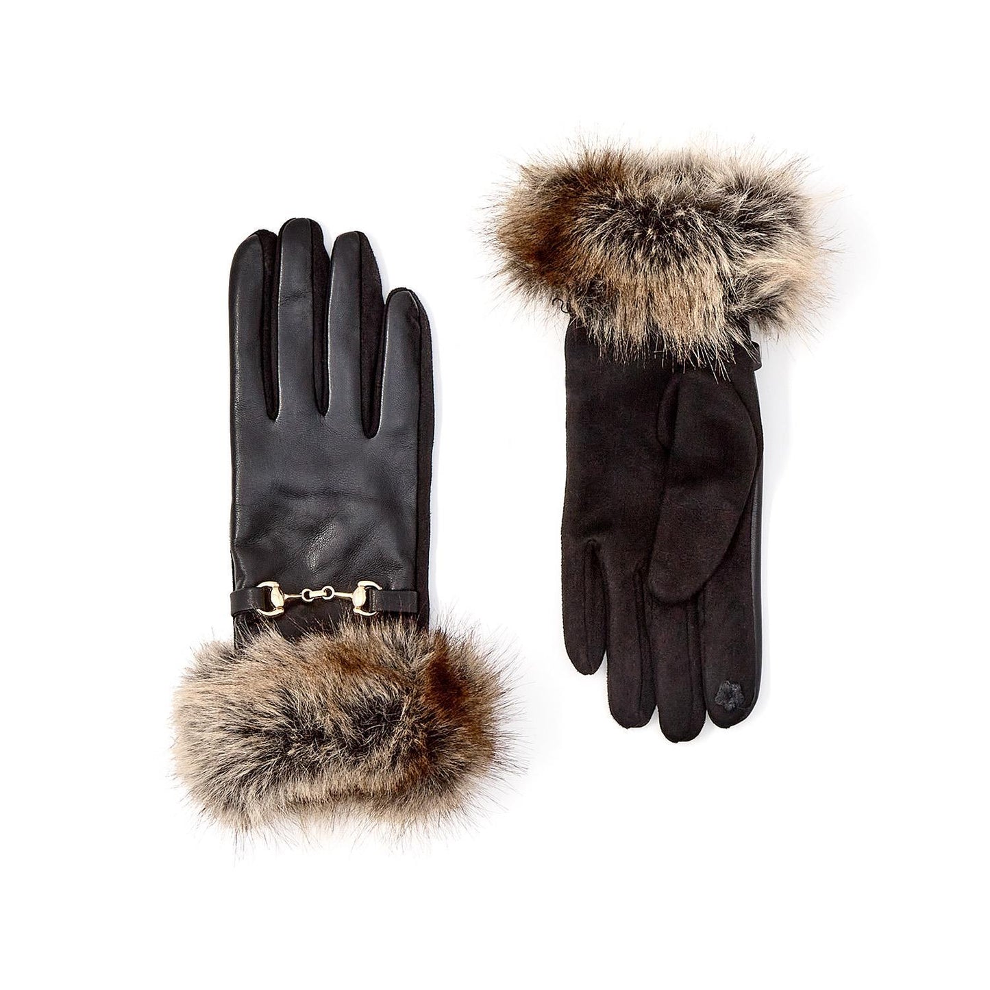 Vegan Leather Faux Fur Cuff Glove