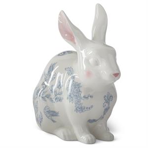 White Dolomite Bunny With Blue Decals