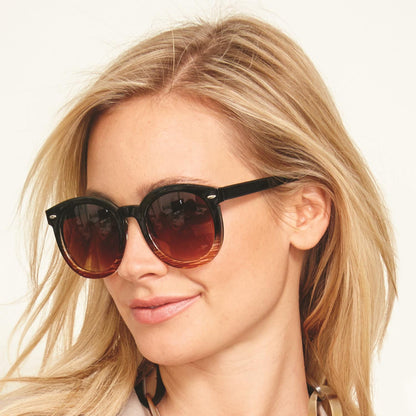 Gradients Faux Bone Frame Sunglasses with Case Polycarbonate Lens/Resin Frame