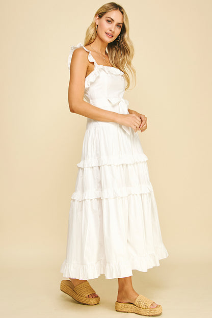 Ruffled Detail Tiered Maxi Dress