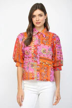 Floral Motif Print Balloon Sleeve Top
