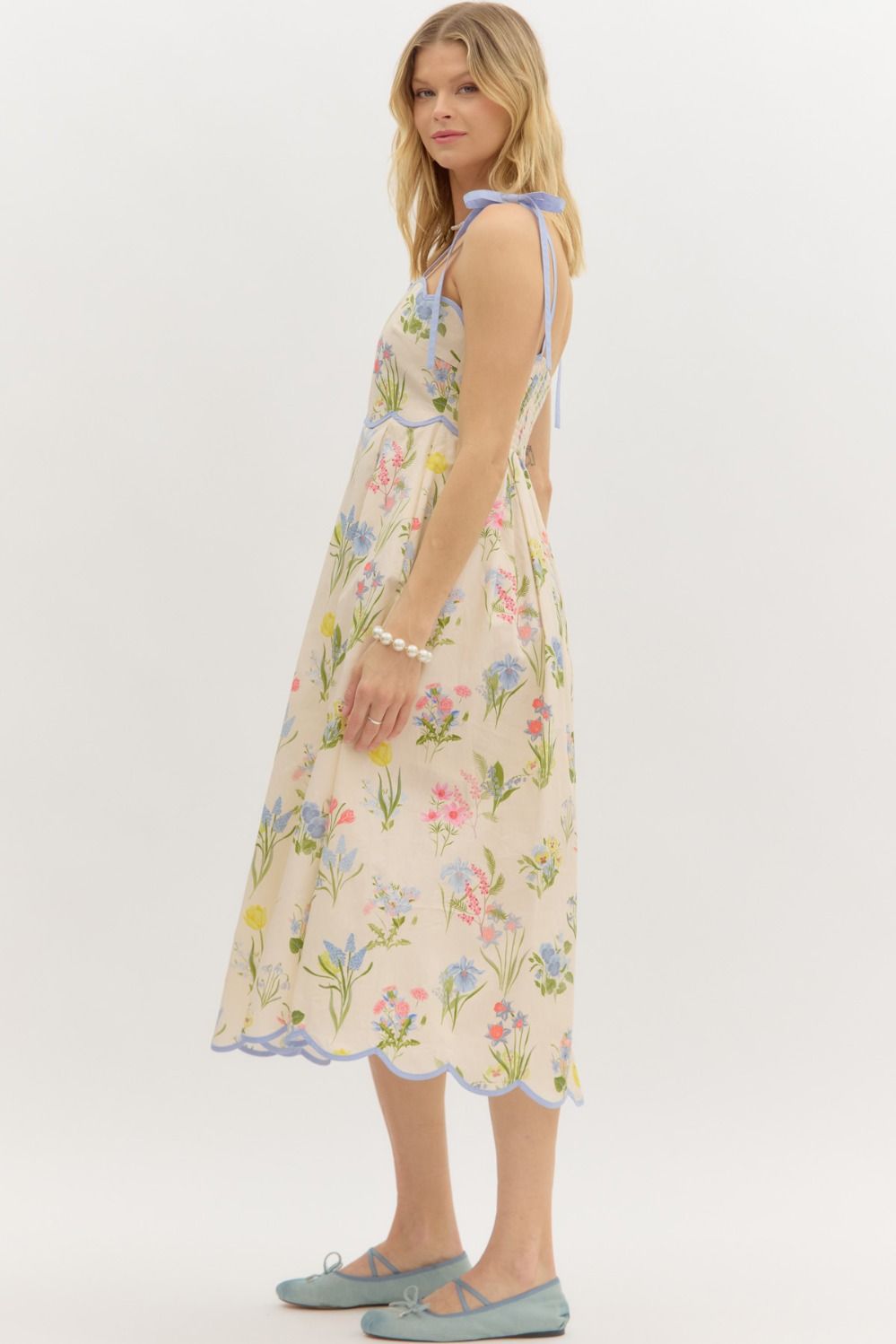 Scalloped In Bloom Midi Dress