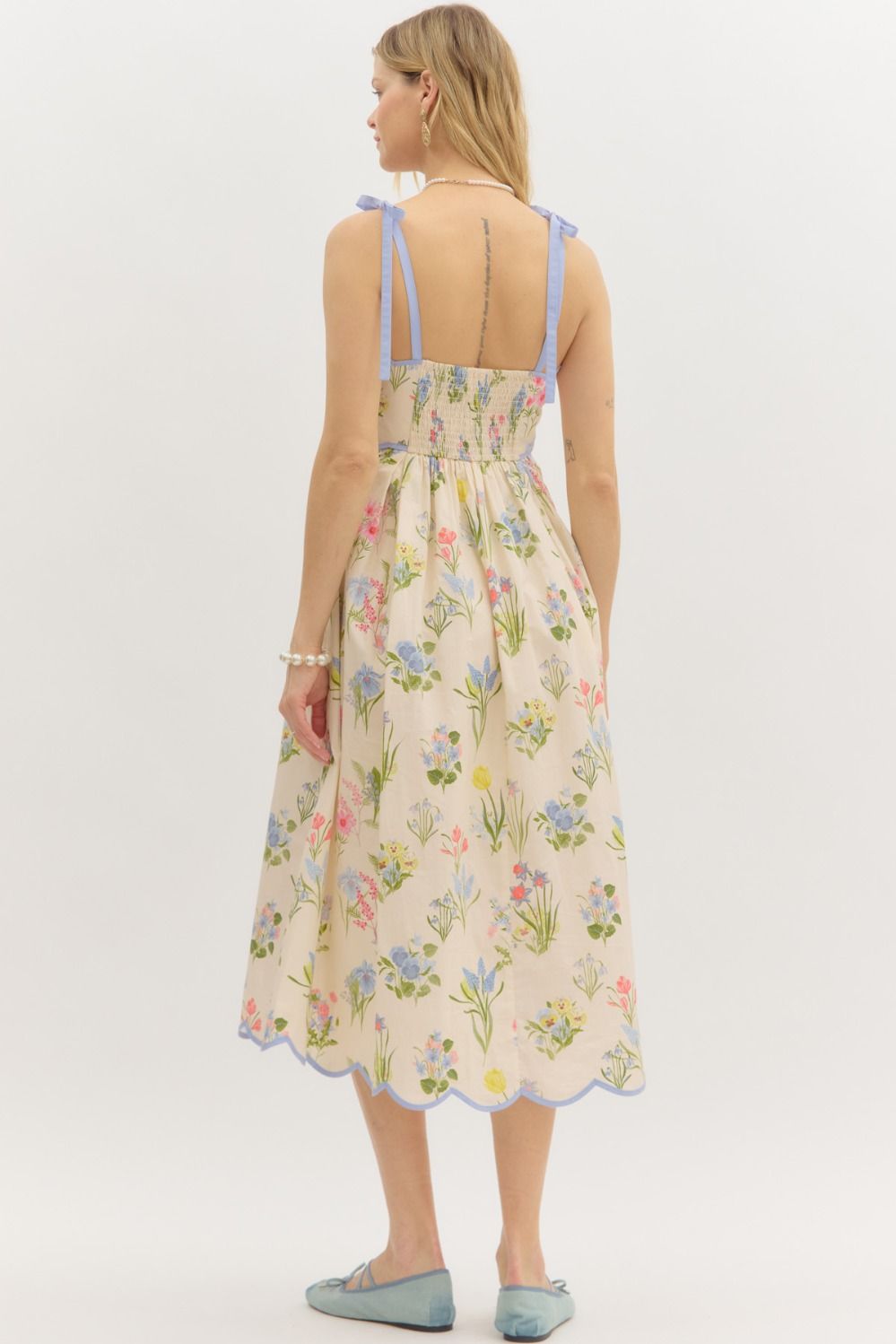 Scalloped In Bloom Midi Dress