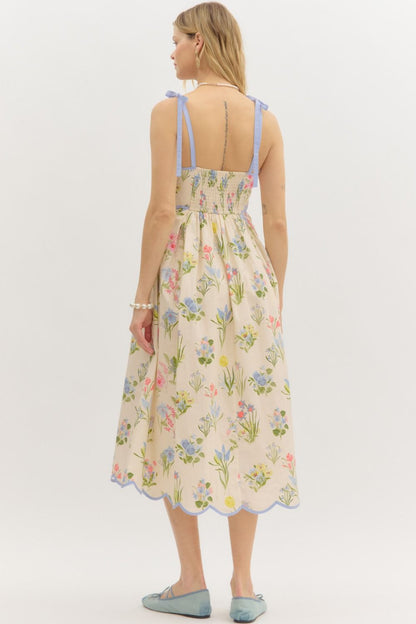Scalloped In Bloom Midi Dress