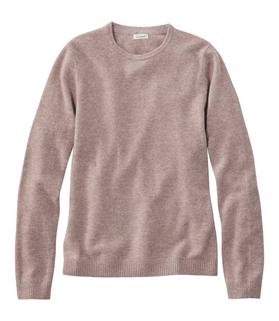 A long-sleeve crewneck knit sweater in a dusty rose or mauve color, displayed flat against a solid white background.