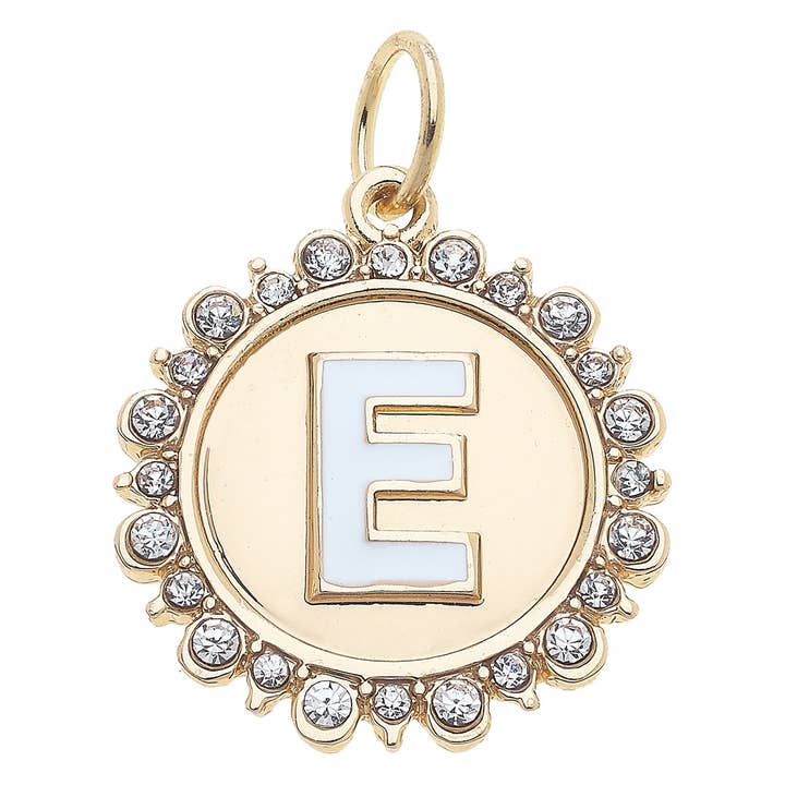 Rhinestone Letter Disc Charm