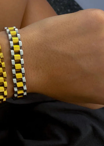 Thin Watch Band Bracelet | Two Toned