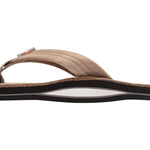 Brown sandal with a white sole on a white background