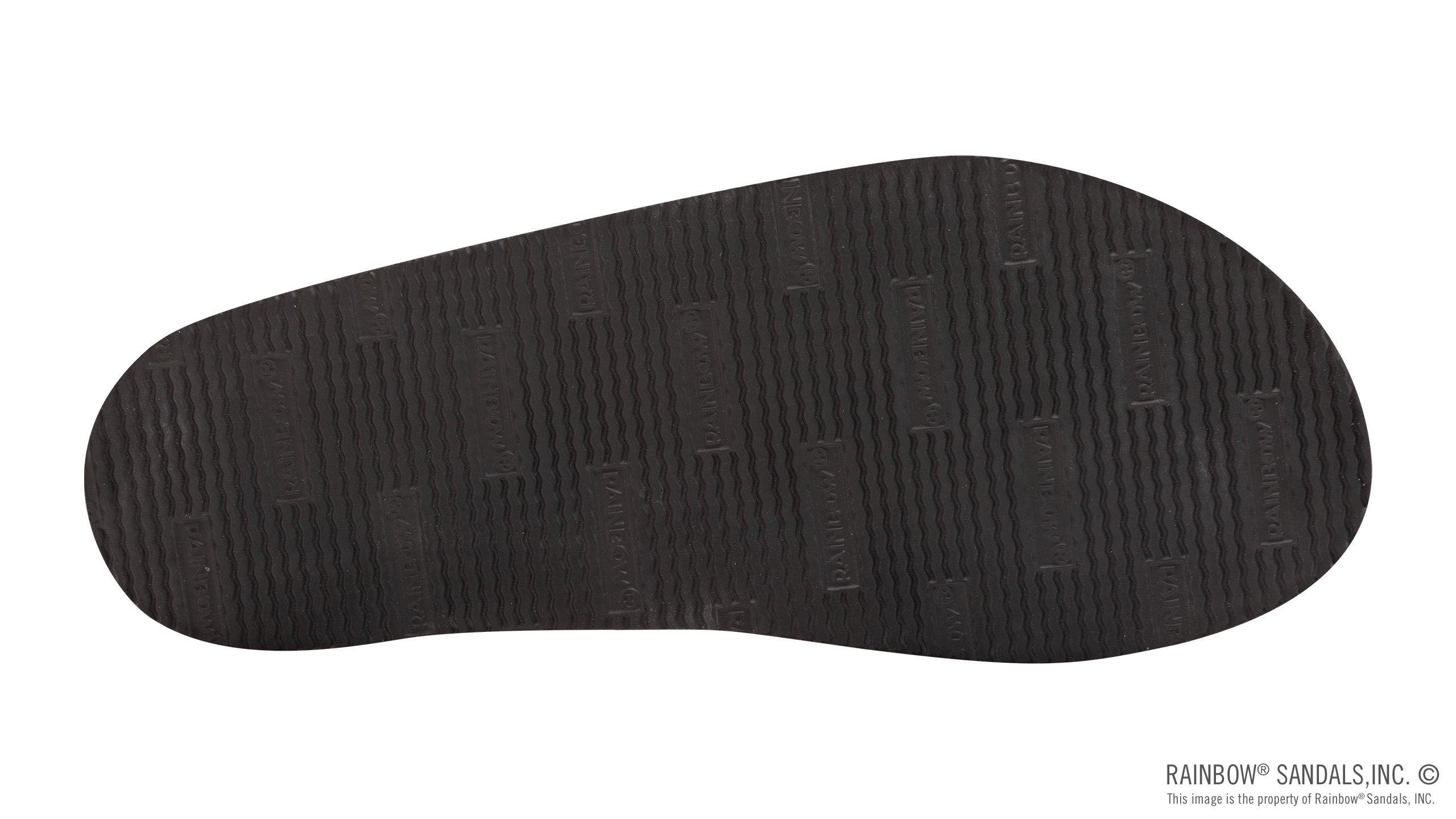 Bottom view of the Rainbow® Luxury Leather Single Layer Arch Support men's sandal featuring the durable non-slip Rainbow® rubber outsole with textured traction pattern.