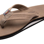 Rainbow® Luxury Leather Single Layer Arch Support men's sandal in Sierra Gray featuring premium leather straps, signature arch support, and a durable leather footbed.