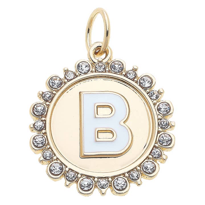 Rhinestone Letter Disc Charm