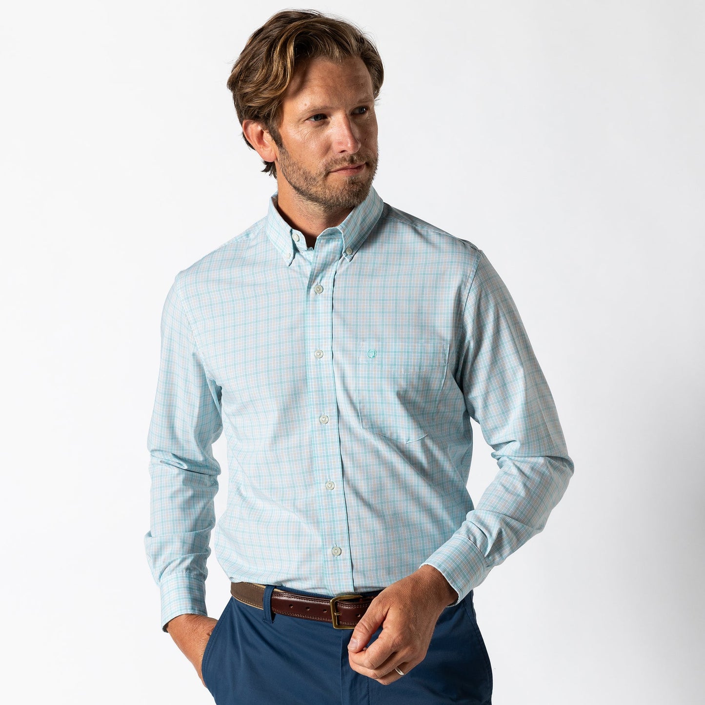 Performance Poplin Sport Shirt | Trent Plaid