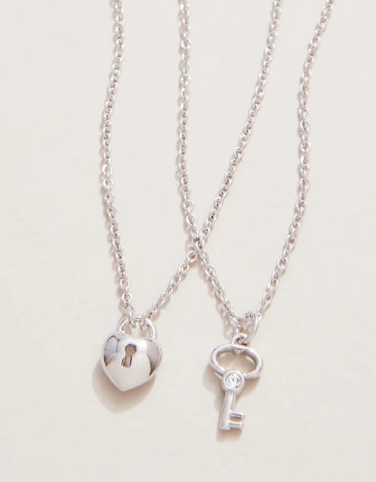 Sea La Vie Best Friends Heart & Key Necklace Set