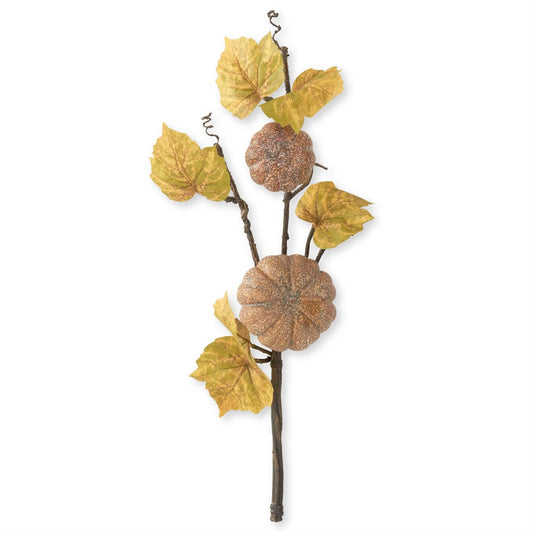 22" Brown & Orange Speckled Double Pumpkin Branch
