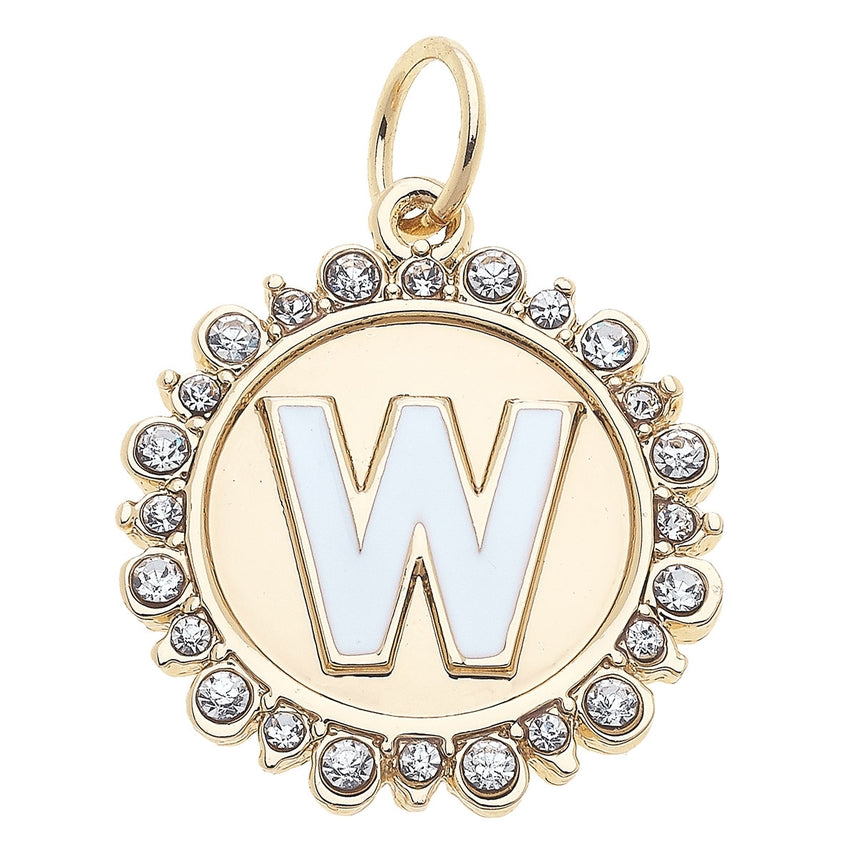 Rhinestone Letter Disc Charm