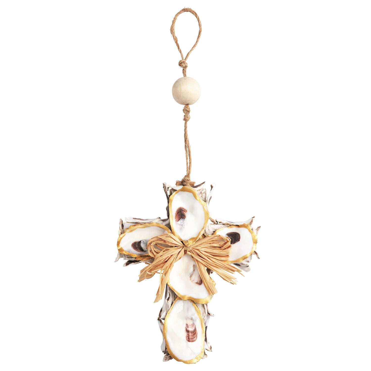 Cross ornament made from oysters
